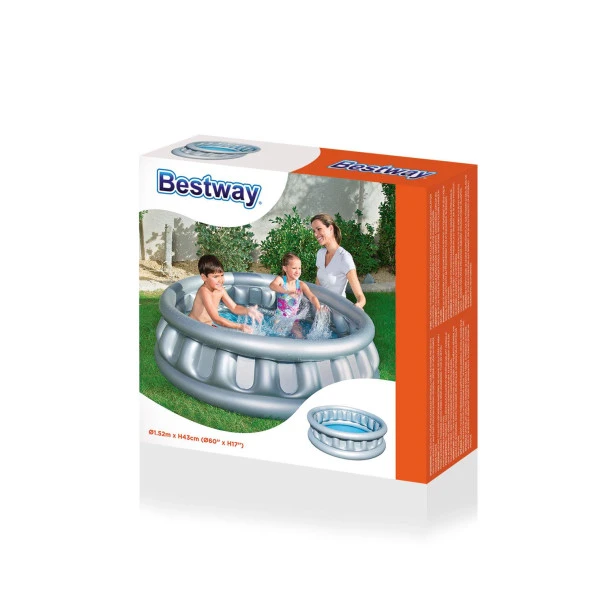 62002 Pompalı-Bestway 51080,Mega Gri Metalik Şişme Havuz-152x43cm - 2