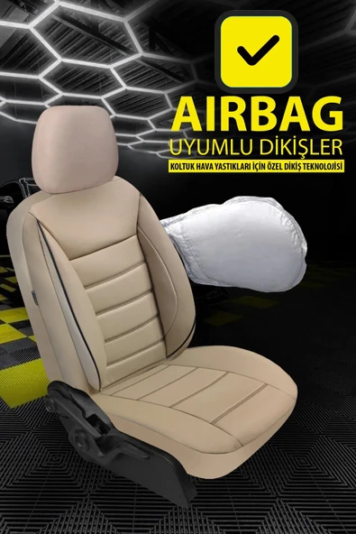 KURRA STORE Volkswagen Passat 1.4 Tsi Act Bmt 150 Highline 2016 Trend Serisi  DERİ Oto Koltuk Kılıfı Bej - 3