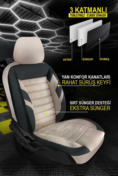 KURRA STORE Volkswagen Sharan 2.0 Tdı (140 Hp) Bmt 4motıon Scr 2015 - JAKAR Oto Koltuk SİYAH-BEJ - Resim 2