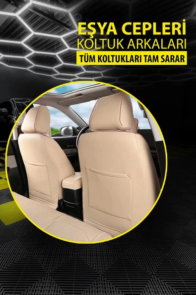 KURRA STORE Ssangyong Korando Sports D2.0 4x2 At Full 2018 Trend Serisi Tay Tüyü Oto Koltuk Kılıfı BEJ - 5