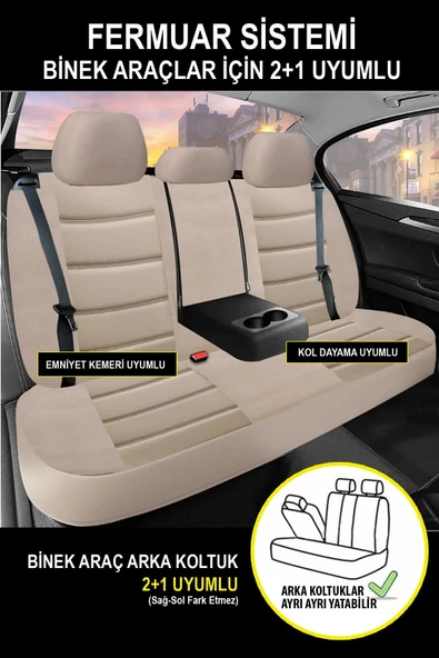 KURRA STORE Renault Super 5 (b/c40) 1.7 (b/c408) (73 Hp) 1991 Trend Serisi Tay Tüyü Oto Koltuk Kılıfı BEJ - 6