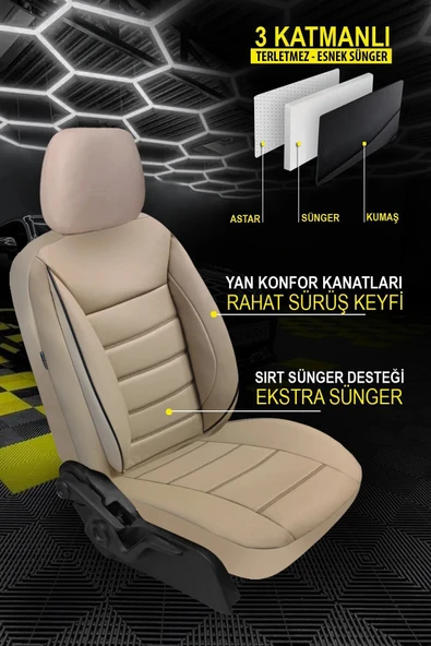 KURRA STORE Volkswagen Passat Cc I 1.8 Tsı (160 Hp) Dsg 2010 Trend Serisi Tay Tüyü Oto Koltuk Kılıfı BEJ - 2