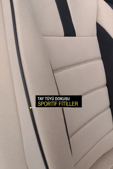 KURRA STORE Citroen C-elysee (phase I 2012) 1.2 Vti (72 Hp) 2015 Trend Serisi Tay Tüyü Oto Koltuk Kılıfı BEJ - 6