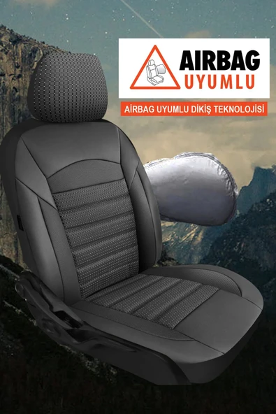 KURRA STORE Dacia Logan Mcv Ambiance 1.6 Lpg Euro5 5 Kisilik 2012 jakar tam set oto koltuk kılıfı siyah - 3