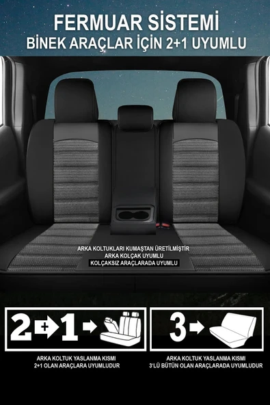 KURRA STORE Dacia Logan Mcv Ambiance 1.6 Lpg Euro5 5 Kisilik 2012 jakar tam set oto koltuk kılıfı siyah - 5