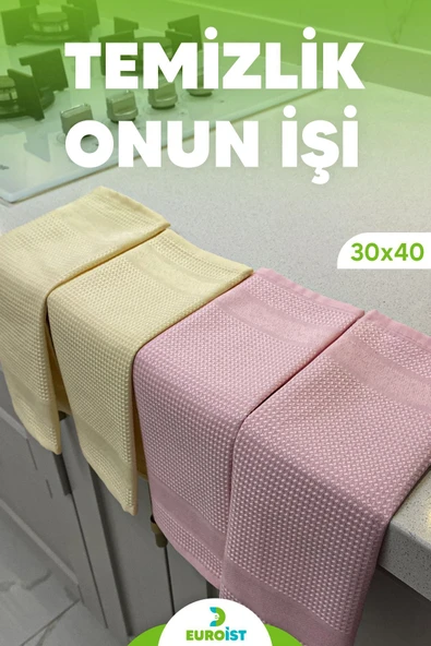 euroist (4 ADET) Mikrofiber Temizlik Bezi - Cam, Ayna, Mutfak, Banyo, Araç Genel Temizlik Bezi - 30x40 Cm - 3