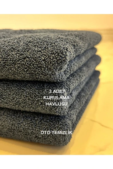 euroist 3 Adet Mikrofiber Araba Kurulama Bezi, Oto Kurulama Havlusu, Temizlik Havlu, 420 GSM, 70x50 CM