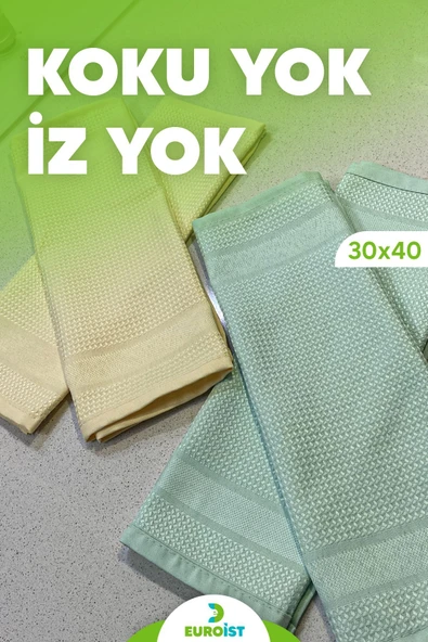 euroist 4'lü Mikrofiber Temizlik Bezi - Cam, Ayna, Mutfak, Banyo, Araç Genel Temizlik Bezi - 30x40 CM - 6