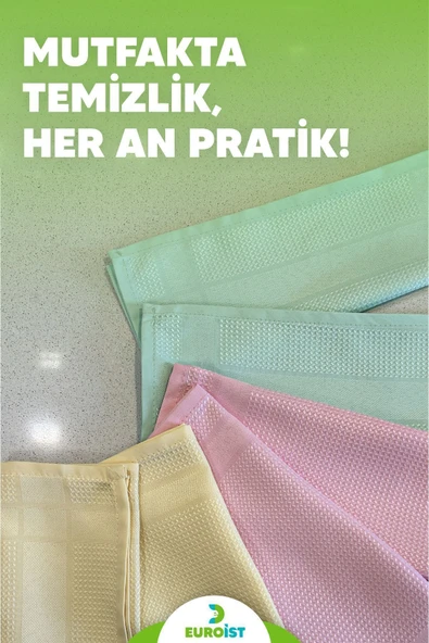 euroist (6 ADET) Temizlik Bezi - Mikrofiber, Cam, Ayna, Mutfak, Banyo, Araç Temizlik Bezi 30x40CM - 5