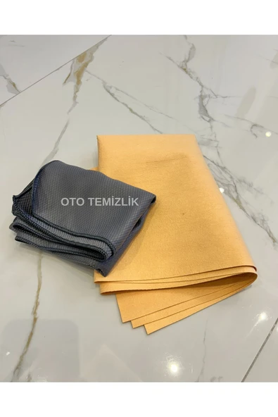 2'li Oto Cam Bezi: Mikrofiber Güderi Bez, Mikrofiber Baklava Desen Cam Bezi 70x50cm - 3