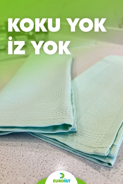 euroist 2'li Mikrofiber Temizlik Bezi - Cam, Ayna, Mutfak, Banyo, Araç Genel Temizlik Bezi (30/40 CM) YEŞİL