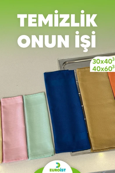 euroist 6 ADET Temizlik Bezi - Mikrofiber, Cam, Ayna, Mutfak, Banyo, Araç Temizlik Bezi (40x60 / 30x40CM) - 5