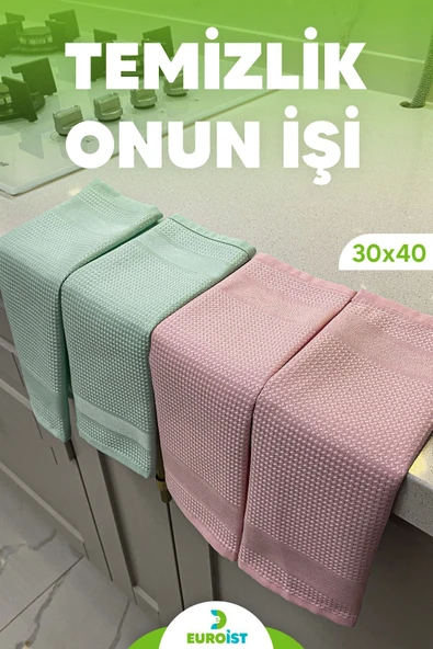 euroist 4 ADET Temizlik Bezi - Mikrofiber, Cam, Ayna, Mutfak, Banyo, Araç Genel Temizlik Bezi - 30x40 CM