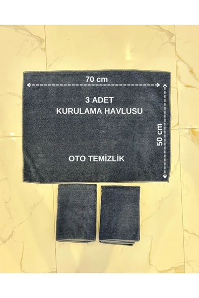 euroist 3 Adet Mikrofiber Araba Kurulama Bezi, Oto Kurulama Havlusu, Temizlik Havlu, 420 GSM, 70x50 CM - 2