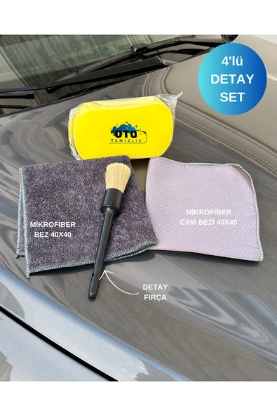 euroist 4’lü Profesyonel Araç Temizlik Seti – Mikrofiber Bez, Cam Bezi, Oto Sünger ve Detay Fırçası - 2