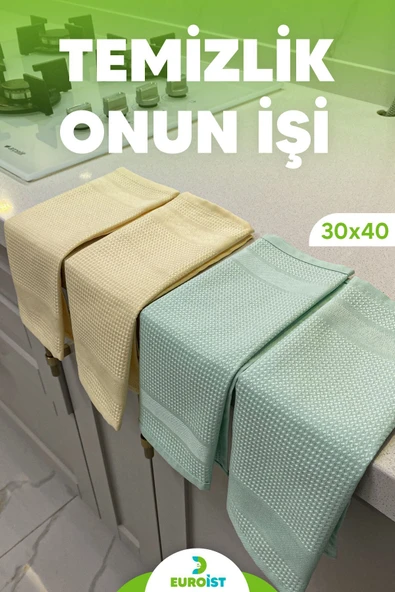 euroist 4'lü Mikrofiber Temizlik Bezi - Cam, Ayna, Mutfak, Banyo, Araç Genel Temizlik Bezi - 30x40 CM