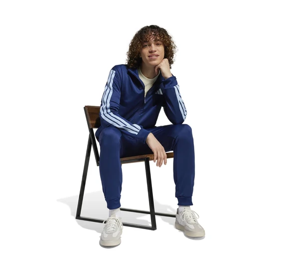 adidas 3-Stripes Erkek Mavi Günlük Stil Eşofman Takımı JI8873 - Resim 3