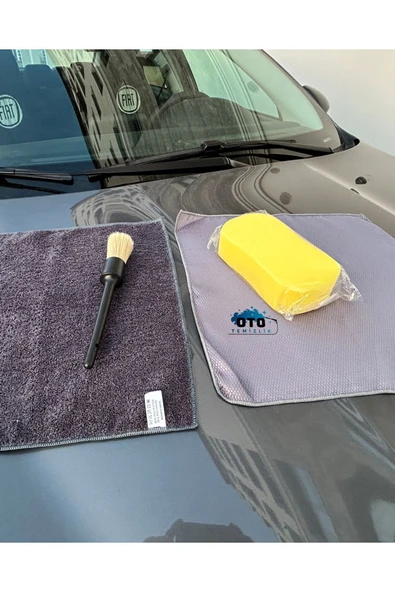 euroist 4’lü Profesyonel Araç Temizlik Seti – Mikrofiber Bez, Cam Bezi, Oto Sünger ve Detay Fırçası - 7