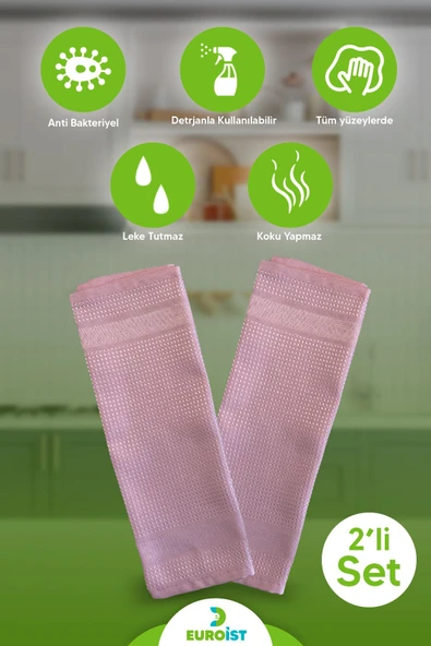 2 Adet Mikrofiber Temizlik Bezi - Cam, Ayna, Mutfak, Banyo, Araç Genel Temizlik Bezi 30x40 Cm Penbe