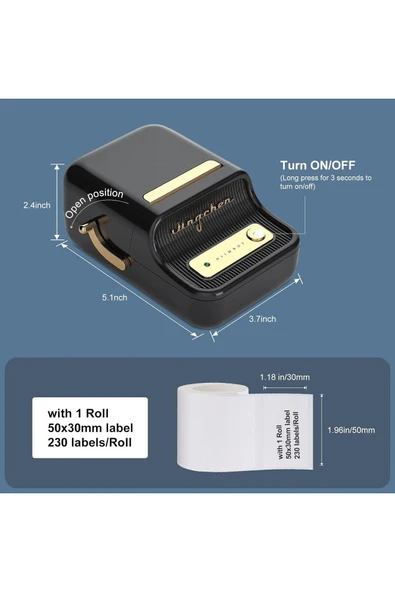 Niimbot B21S Bluetooth Termal Etiket Yazıcı - Siyah - 2
