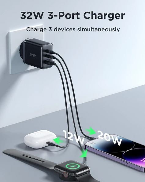 Joyroom TCF10 1 Usb 2 Type-c Çıkışlı 32w Şarj Adaptörü - 3