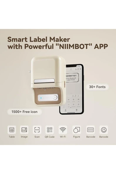 Niimbot B21S Bluetooth Termal Etiket Yazıcı - Krem - 2