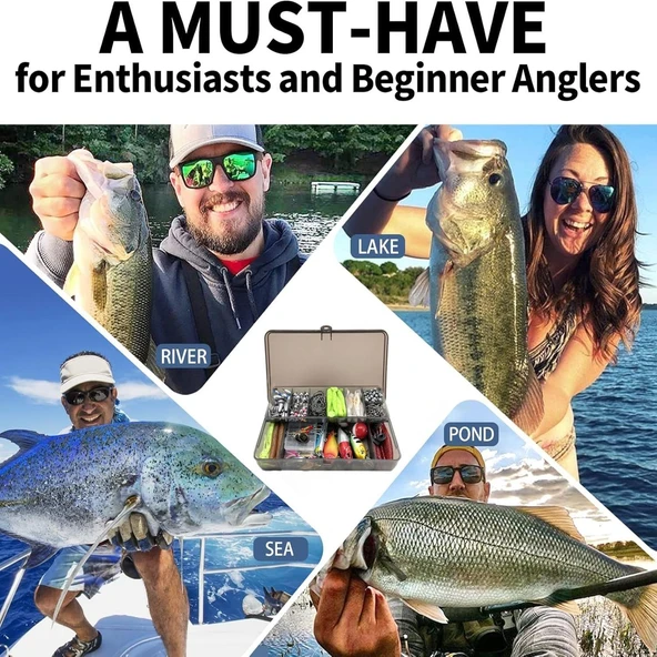 Valkyrie 354 Parça Balık Olta İğne Yem Seti Rapala Kurşun İğne Silikon Kaşık Çantalı Komple Set - 6