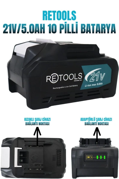 21V/5.0AH 10 PİLLİ BATARYA Lİ-İON TEKNOLOJİ