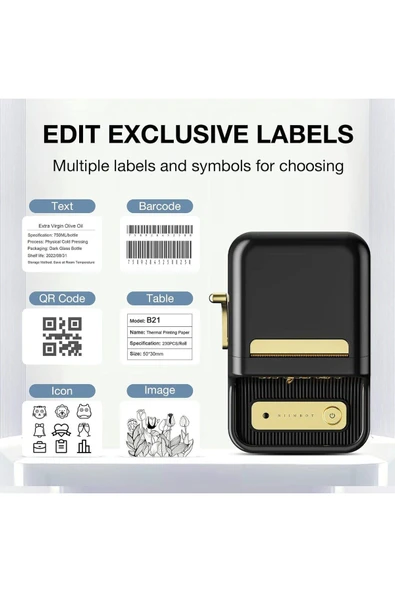 Niimbot B21S Bluetooth Termal Etiket Yazıcı - Siyah - 3