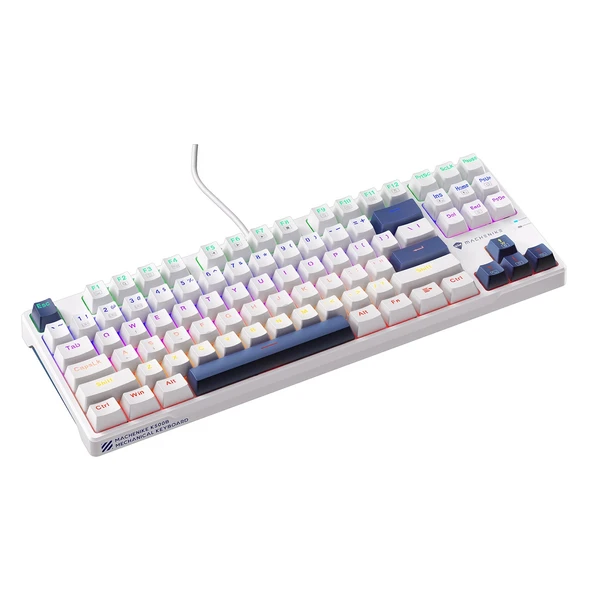 Machenike K500B-B87 Kablolu Blue Switch RGB Beyaz İngilizce Gaming Klavye - 2