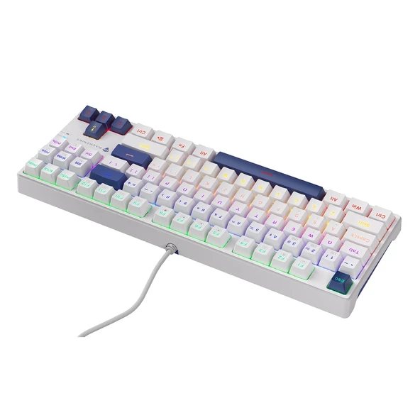 Machenike K500B-B87 Kablolu Blue Switch RGB Beyaz İngilizce Gaming Klavye - 5