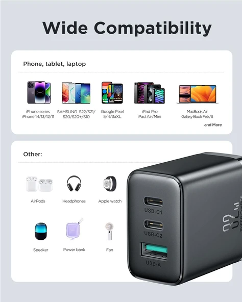 Joyroom TCF10 1 Usb 2 Type-c Çıkışlı 32w Şarj Adaptörü - 6
