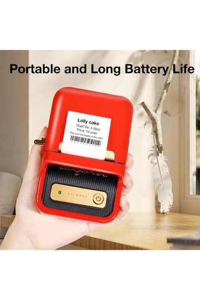 Niimbot B21S Bluetooth Termal Etiket Yazıcı - Kırmızı - 3