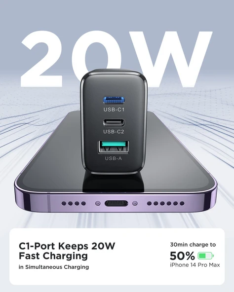 Joyroom TCF10 1 Usb 2 Type-c Çıkışlı 32w Şarj Adaptörü - 7