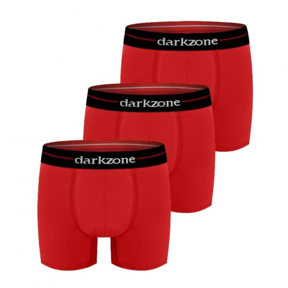 Darkzone Kırmızı Likralı 3'lü Erkek Boxer Set