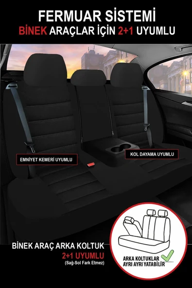 KURRA STORE Toyota Aygo (FACELİFT 2018) 1.0 Vvt-i (72 HP) 2019 Trend Serisi Tay Tüyü Oto Koltuk Kılıfı Siyah - 6