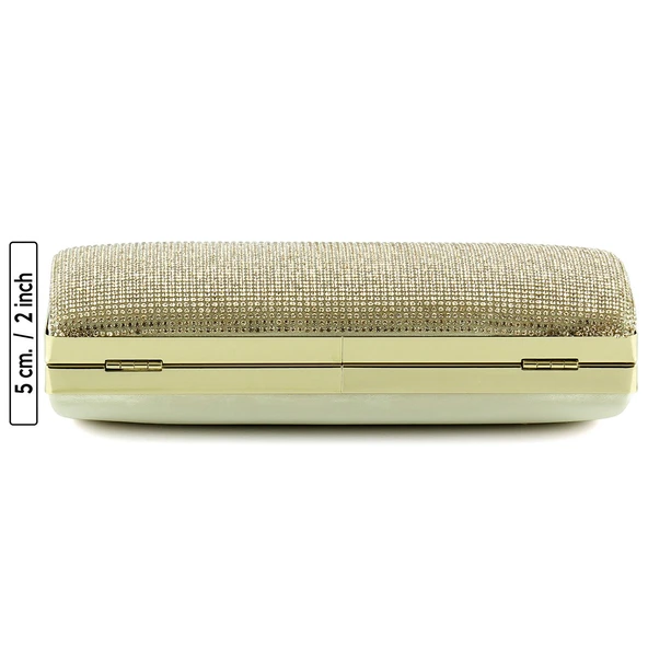 Erkan Saçmacı Altın Saten Kristal Taşlı Metal Saplı Abiye El Çantası - 5
