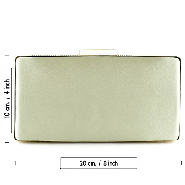 Erkan Saçmacı Altın Saten Kristal Taşlı Metal Saplı Abiye El Çantası - 4