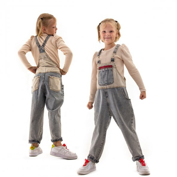 Kız Çocuk Denim Salopet Tulum