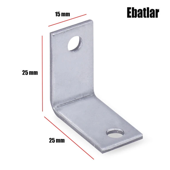 Mobilya Dolap Köşe Bağlantı Sabitleme L Demir Gönye 25x25x15 mm (5 ADET) - 2
