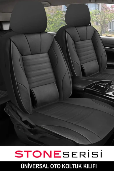 KURRA STORE Mercedes 711  Uyumlu 5 KOLTUK TAM SET DERİ BEL DESTEKLİ OTO KOLTUK KILIFI SİYAH