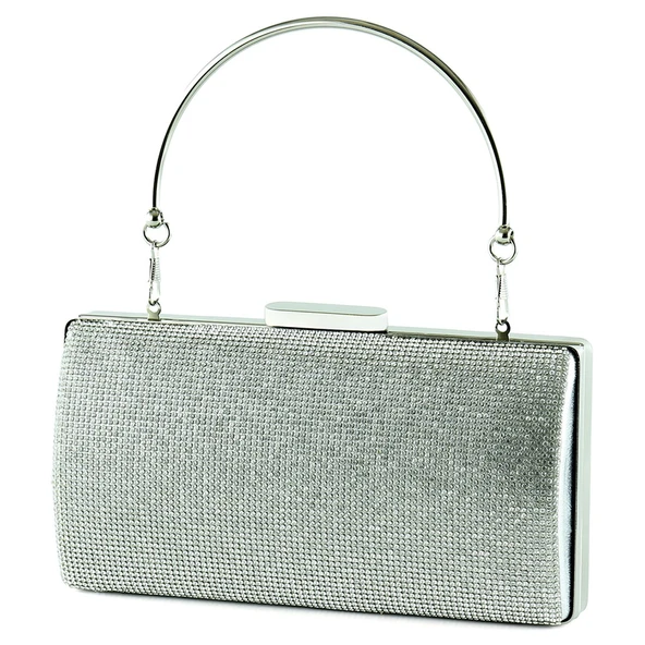 Erkan Saçmacı Lame Kristal Taşlı Metal Saplı Abiye El Çantası - 2