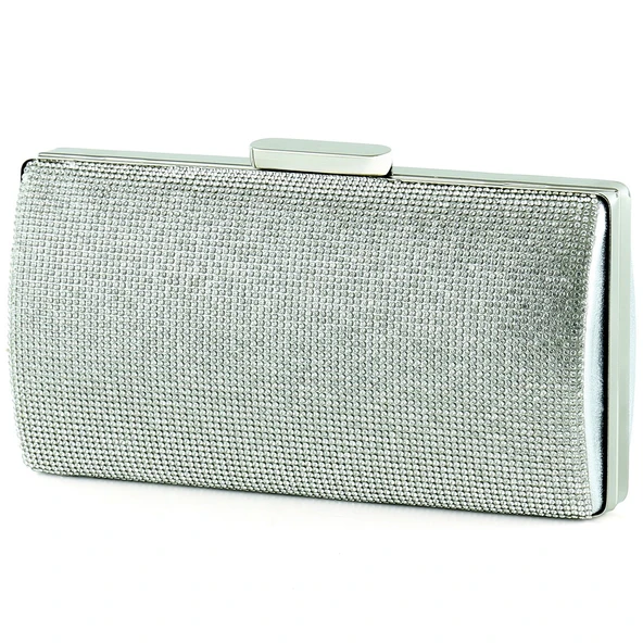 Erkan Saçmacı Lame Kristal Taşlı Metal Saplı Abiye El Çantası