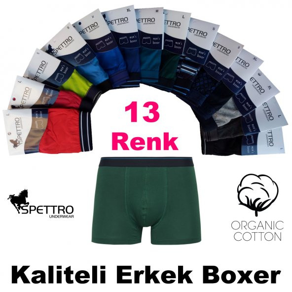Spettro Erkek Boxer Kaliteli Pamuk Terletmez 13 Farklı Renk Seçeneği