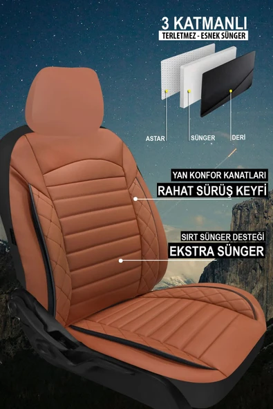 KURRA STORE Mercedes-benz T-mod. (s123) 240 T D (72 Hp) 1984 DERİ TAM SET OTO KOLTUK KILIFI TABA - 2