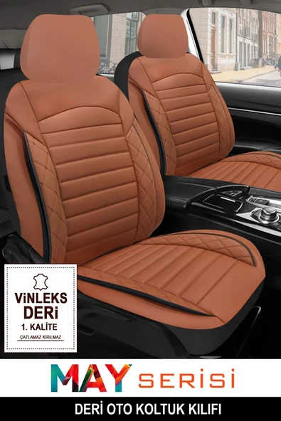 KURRA STORE Skoda Rapid Spaceback Elegance 1.6 Tdi Cr 105 2014 DERİ TAM SET OTO KOLTUK KILIFI TABA