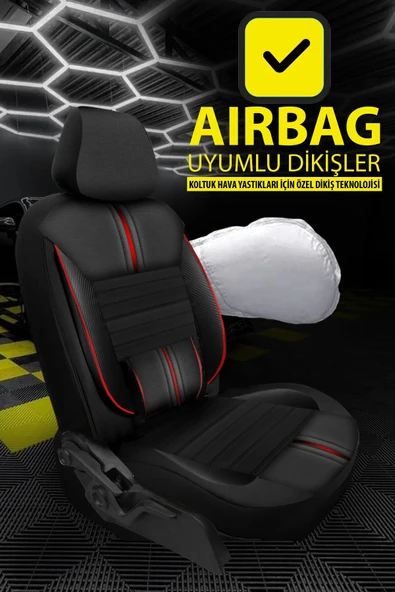 KURRA STORE Dacia Duster Ambiance 1.6 16v 105 Lpg Euro5 2012 Trend Carbon Oto Koltuk Kılıfı Kırmızı - 4