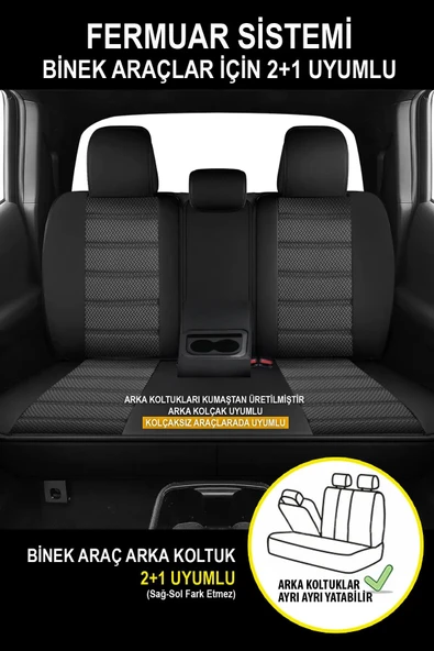 KURRA STORE Dacia Duster Ambiance 1.6 16v 105 Lpg Euro5 2012 Trend JAKAR Oto Koltuk Kılıfı SİYAH - 5