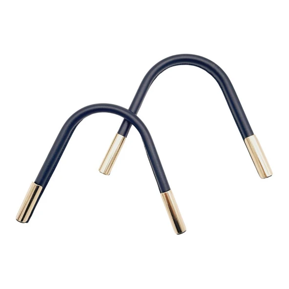 Çanta Aksesuar Suni Derili Metal Çanta Sapı Lacivert Renk Light Gold Metal - 2