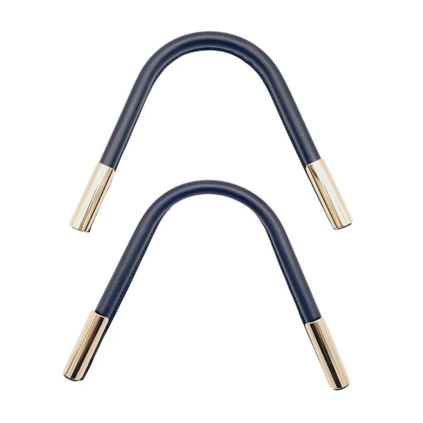 Çanta Aksesuar Suni Derili Metal Çanta Sapı Lacivert Renk Light Gold Metal - 3